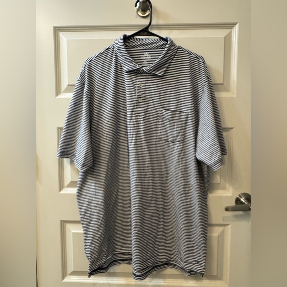 Peter Millar Navy and White Striped Polo